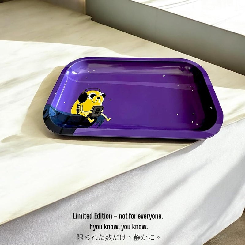 KOZUKI Cartoon Rolling Tray – 11” Premium Metal Purple Rolling Tray Anime Adventure Times Inspired The Dog | Gold Plating | Jack Merch | Smooth Edges | Portable & Easy to Clean (OLDSOUL) - Image 4